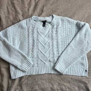 Rue 21 Women’s Pastel Blue Cable Knit Crop Top Pullover Sweater